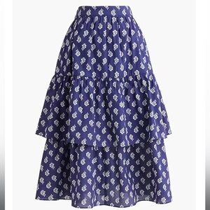 J.Crew Floral Tiered Blue Skirt size 2x New NWT